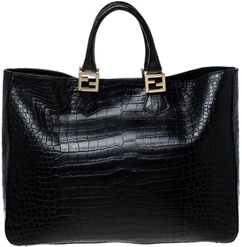 fendi crocodile twins tote|Bags .